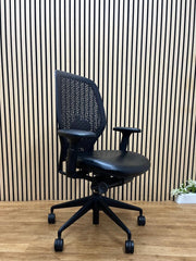 Orangebox Ara Ergonomic Office Chair Black Leather Seat | Mesh Back Task Chair UK Delivery