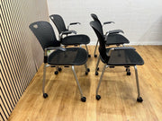 4 X Herman Miller Caper Stackable Chairs With Wheels And Armrests - UK Delivery