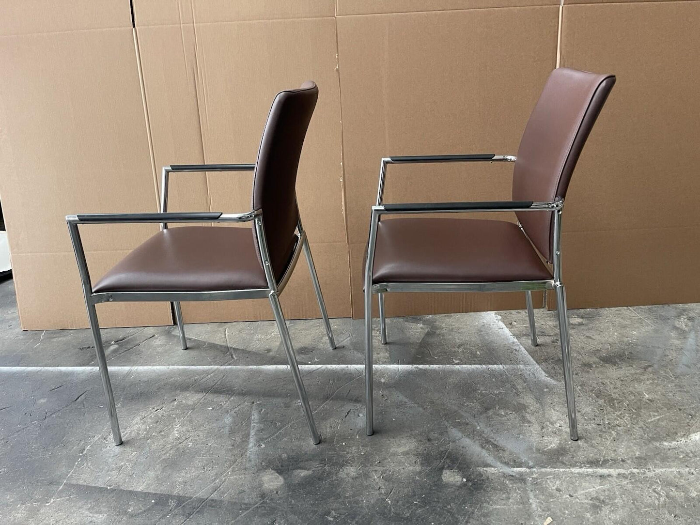 Boss Designs CARLO Executive Stacking Chairs - Genuine Brown Leather UK DELIVERY