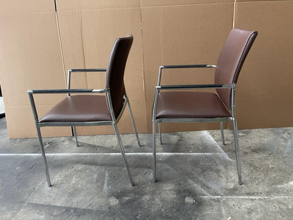 Boss Designs CARLO Executive Stacking Chairs - Genuine Brown Leather UK DELIVERY