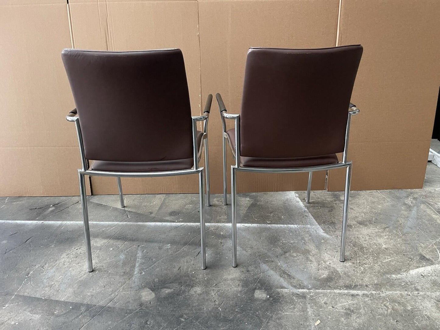 Boss Designs CARLO Executive Stacking Chairs - Genuine Brown Leather UK DELIVERY