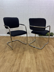2x Modern Cantilever Chrome Frame Stacking Chairs / Visitor , Reception / UK 🚚