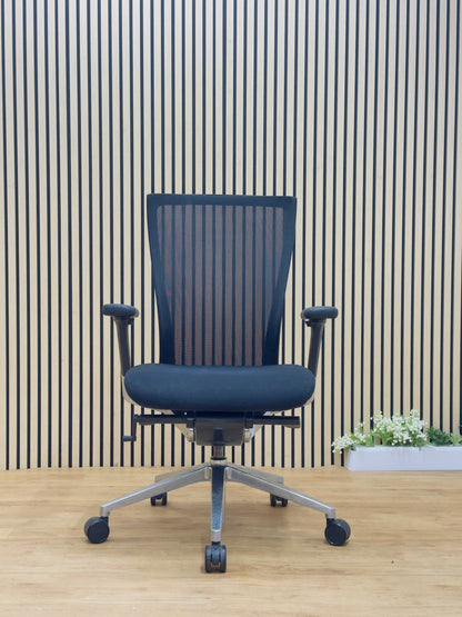 Sidiz T50 ergonomic chair black mesh polished chrome legs front view