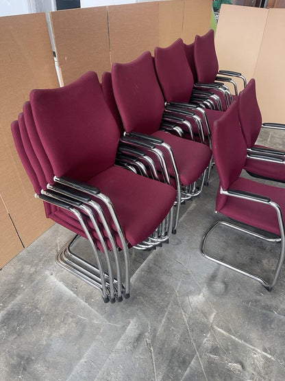 Executive Red Cantilever Frame Stackable Chairs - 140 Available - Can Delivery