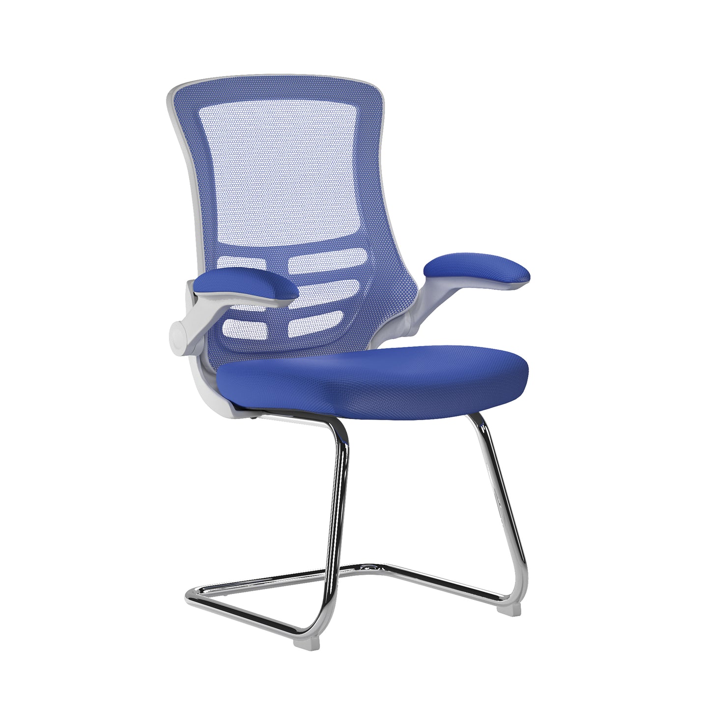 Luna - Best Selling Designer Cantilever White Framed Mesh Chair with Folding Arms