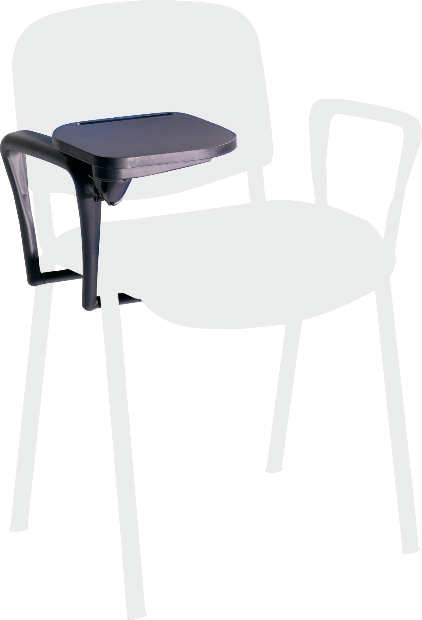 Club|Multipurpose Stacking Chair|Arms and Writing Tablet|Black|Single