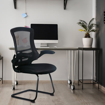 Luna - Best Selling Designer Cantilever Black Framed Mesh Chair with Folding Arms