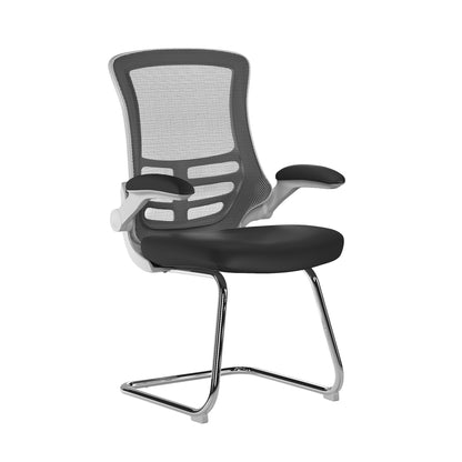 Luna - Best Selling Designer Cantilever White Framed Mesh Chair with Folding Arms