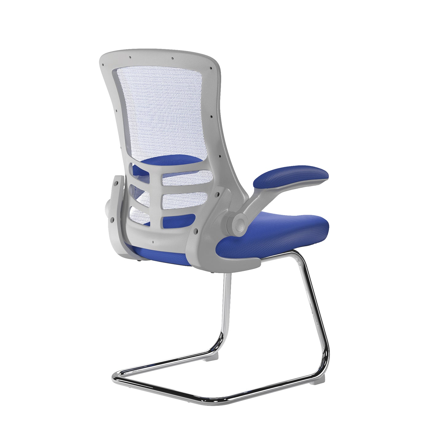 Luna - Best Selling Designer Cantilever White Framed Mesh Chair with Folding Arms