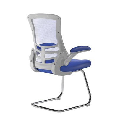 Luna - Best Selling Designer Cantilever White Framed Mesh Chair with Folding Arms