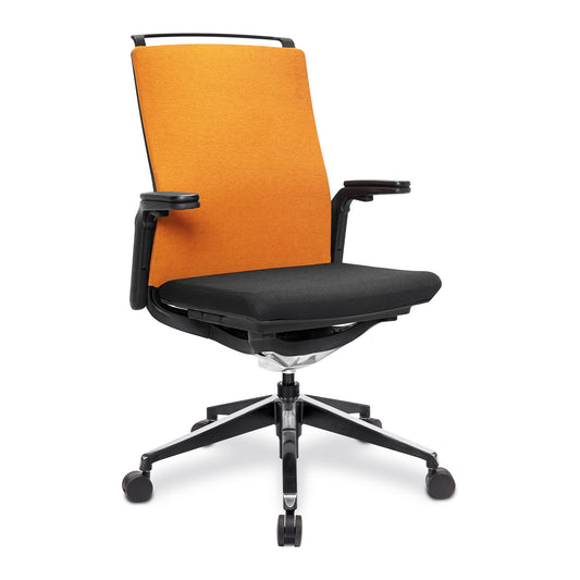 Libra – High Back Fabric Manager Chair with Slimline Seat & Back, Built-in Levers and Nylon Base with Silver Detail