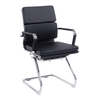 Avanti – Bonded Leather Medium Back Visitor Armchair with Individual Back Cushions and Chrome Arms & Base
