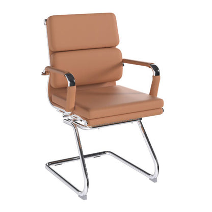 Avanti – Bonded Leather Medium Back Visitor Armchair with Individual Back Cushions and Chrome Arms & Base