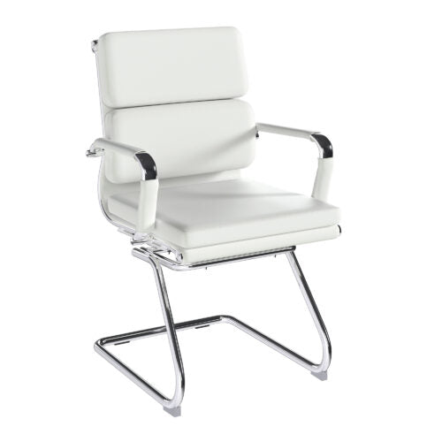 Avanti – Bonded Leather Medium Back Visitor Armchair with Individual Back Cushions and Chrome Arms & Base