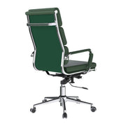 Avanti – Bonded Colour Leather High Back Swivel Armchair with Individual Back Cushions and Chrome Arms & Base