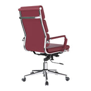 Avanti – Bonded Colour Leather High Back Swivel Armchair with Individual Back Cushions and Chrome Arms & Base