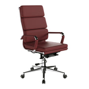 Avanti – Bonded Colour Leather High Back Swivel Armchair with Individual Back Cushions and Chrome Arms & Base