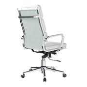 Avanti – Bonded Colour Leather High Back Swivel Armchair with Individual Back Cushions and Chrome Arms & Base