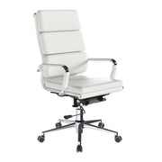 Avanti – Bonded Colour Leather High Back Swivel Armchair with Individual Back Cushions and Chrome Arms & Base