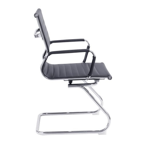 Aura – Contemporary Medium Back Bonded Leather Visitor Chair with Chrome Frame