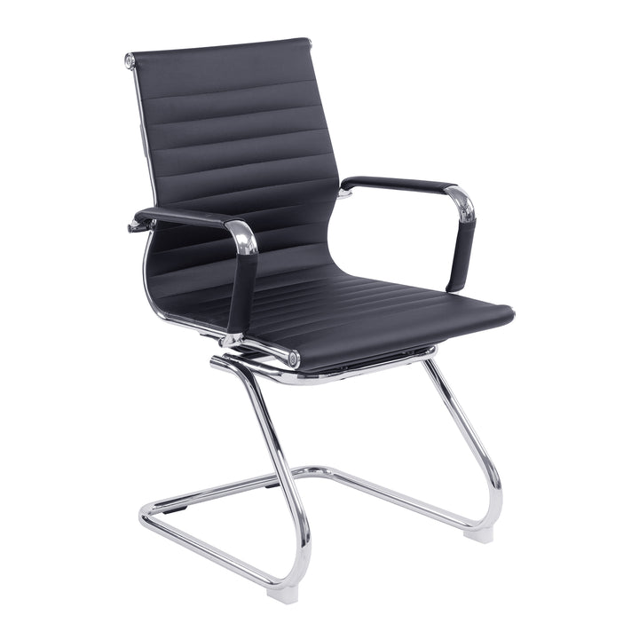 Aura – Contemporary Medium Back Bonded Leather Visitor Chair with Chrome Frame
