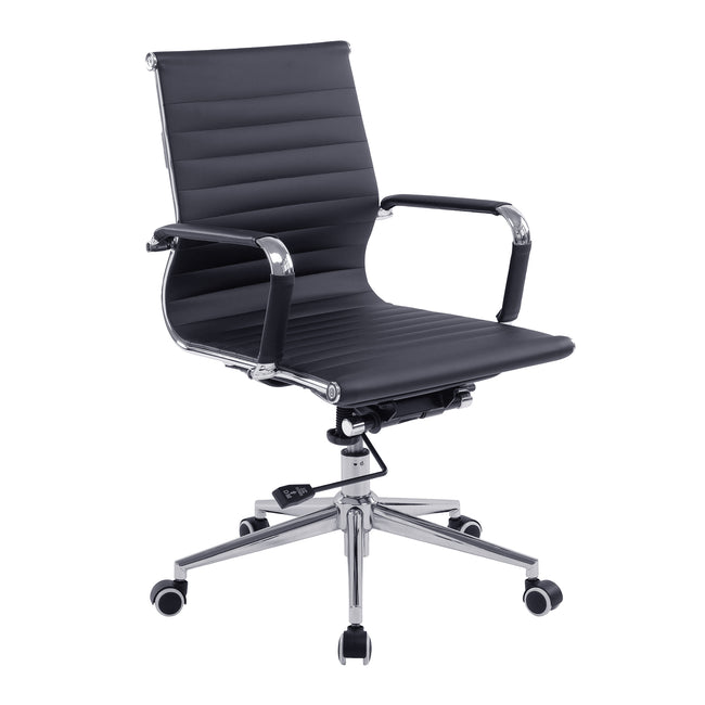 Aura – Contemporary Medium Back Bonded Leather Executive Armchair with Chrome Base