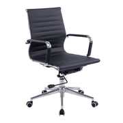 Aura – Contemporary Medium Back Bonded Leather Executive Armchair with Chrome Base