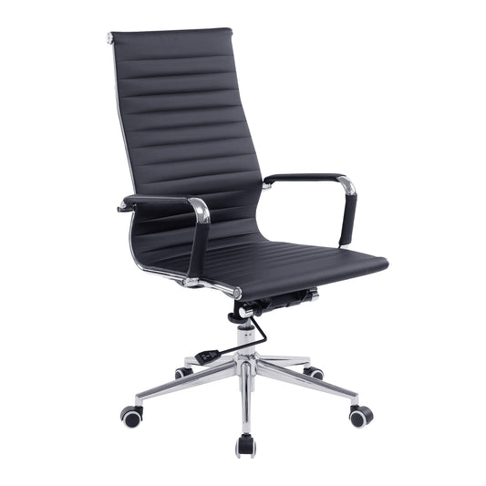 Aura – Contemporary High Back Bonded Leather Executive Armchair with Chrome Base