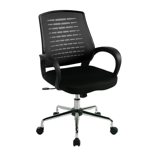 Carousel – Medium Mesh Back Operator Chair with Fixed Arms & Chrome Base