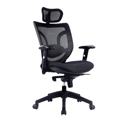 Newton – High Back Mesh Synchronous Executive Armchair with Integral Headrest – Black