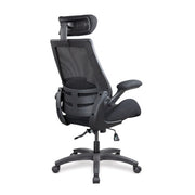 Resolute – High Back Mesh Chair with High Weight Capacity, Deep Moulded Seat Foam, Folding Arms and Optional Headrest – Black