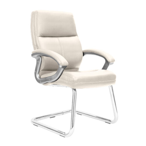 Greenwich – High Back Leather Effect Executive Visitor Armchair with Contoured Design Backrest and Chrome Base