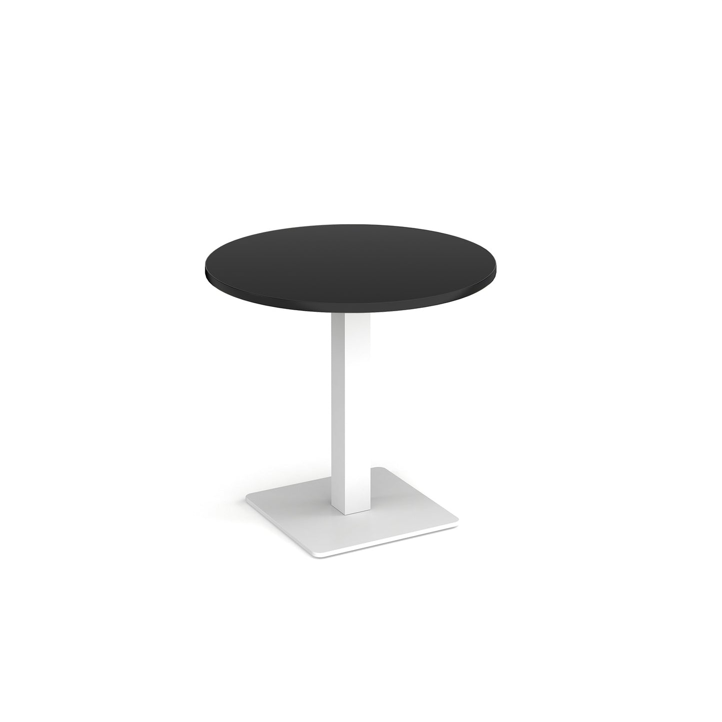 Brescia circular dining table with flat square base - BDC800-WH-BK