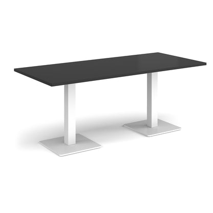 Brescia rectangular dining table with square bases - BDR1800-WH-BK
