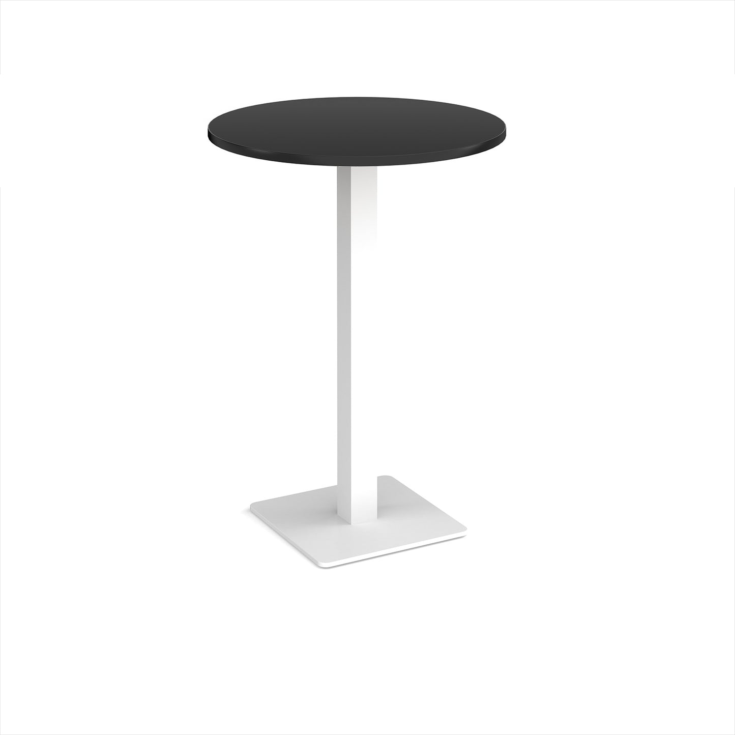 Brescia circular poseur table with flat square base - BPC800-WH-BK