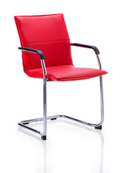 Echo Medium Back Leather Cantilever Visitor Chair with Arms