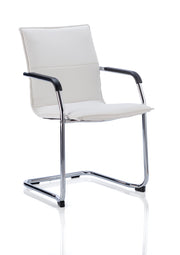 Echo Medium Back Leather Cantilever Visitor Chair with Arms