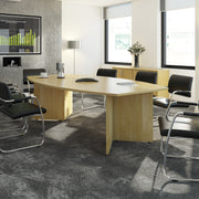 Arrow Head Leg Radial End Boardroom Table With 8 Meeting Room Cantilever Chair