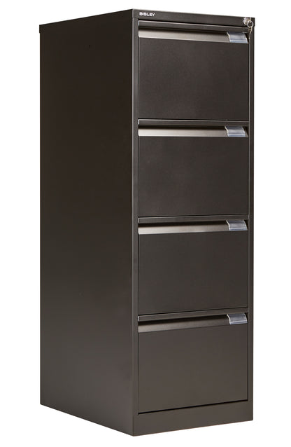 Bisley|4 Drawer|Steel|Executive Filing Cabinet|470x622x1321 |Black