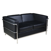 Belmont – Contemporary Cubed Leather Faced Reception Chair with Stainless Steel Frame and Integrated Leg Supports
