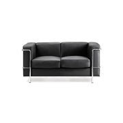 Belmont – Contemporary Cubed Leather Faced Reception Chair with Stainless Steel Frame and Integrated Leg Supports – Black