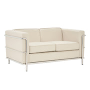 Belmont – Contemporary Cubed Leather Faced Reception Chair with Stainless Steel Frame and Integrated Leg Supports