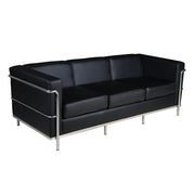 Belmont – Contemporary Cubed Leather Faced Reception Chair with Stainless Steel Frame and Integrated Leg Supports