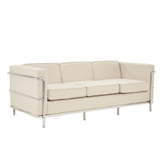 Belmont – Contemporary Cubed Leather Faced Reception Chair with Stainless Steel Frame and Integrated Leg Supports