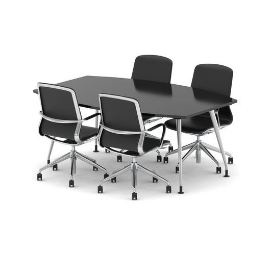 High Gloss 1800mm Writable Boardroom Table With Set Of Executive Chairs