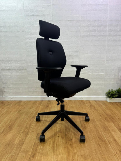 Ergonomic Super Adjustable Office Chair / Excellent Condition / Black / Posturite Chair Positiv Plus Medium Back Chair (with armrests/headrest) - Black