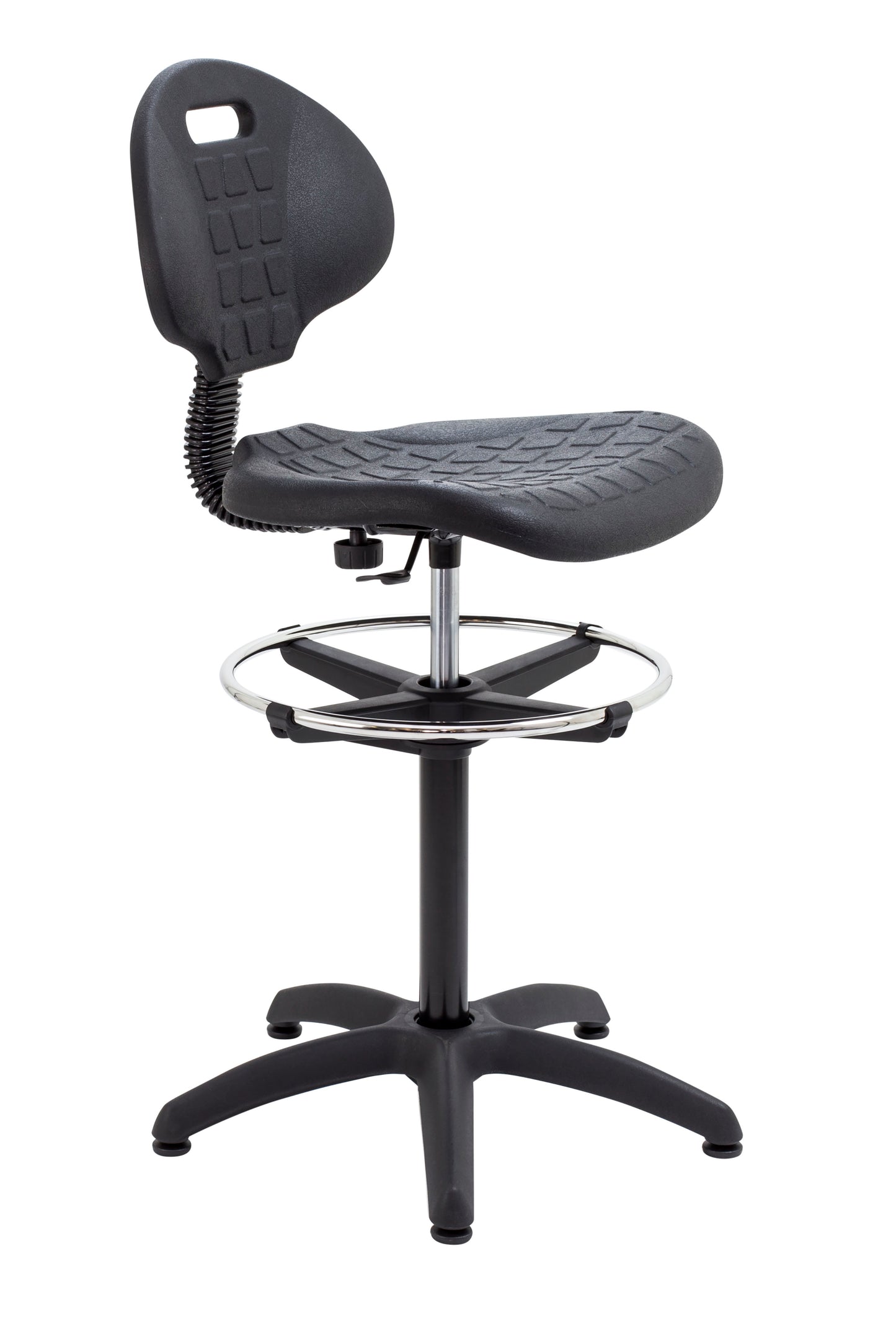 Factory Chair With Draughtsman Kit|Adjustable Foot Ring|Black