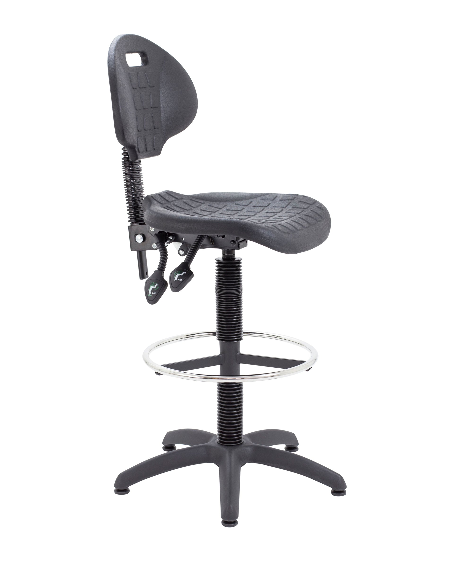 Factory Chair 2 Lever With Draughtsman Kit|Static Foot Ring|Black