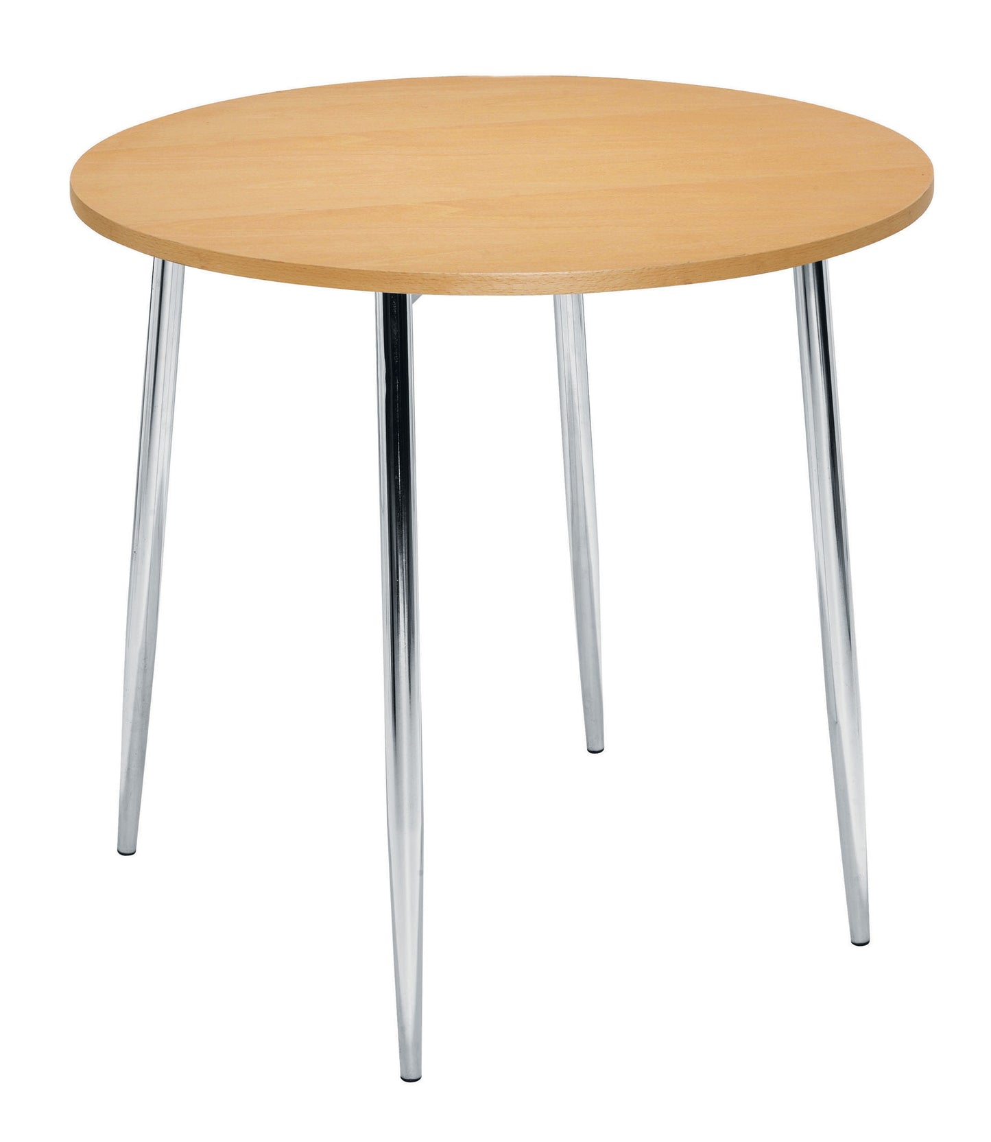 Ellipse Four Leg Round Bistro Table|800 Diameter|Beech-Chrome