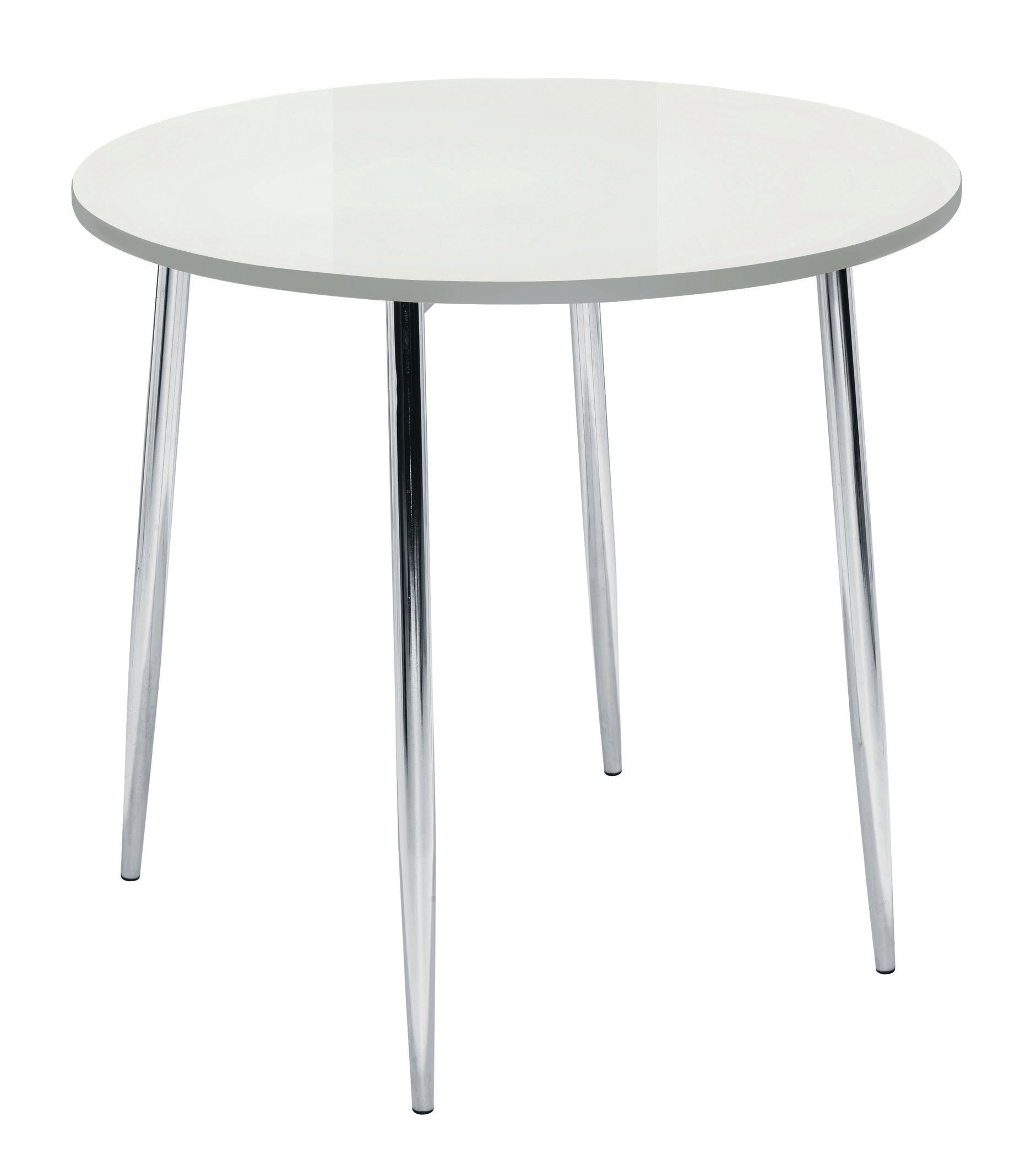Ellipse Four Leg|Round|Bistro Table|800 Diameter|White-Chrome